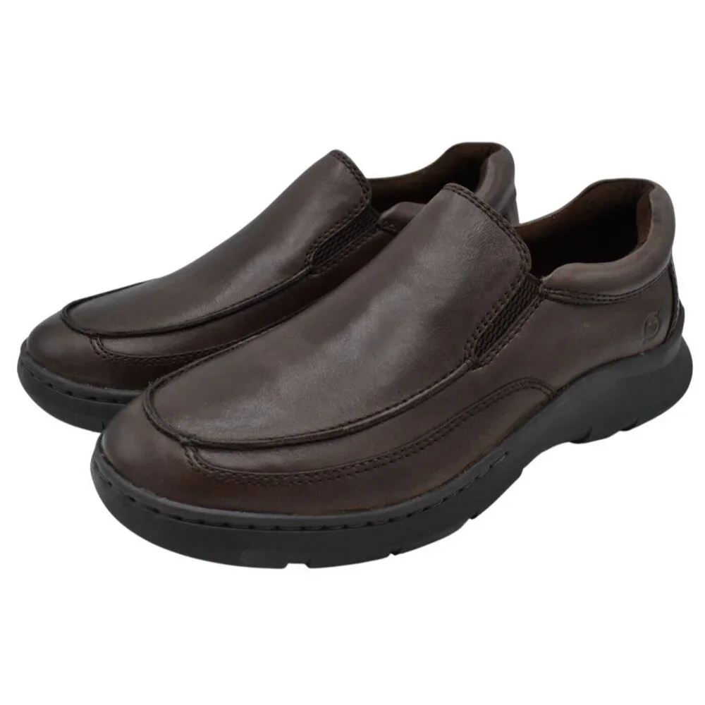 Born Mens Size 11 Cambridge Dark Brown‎ Full Grain Leather Slip On Casual Shoes